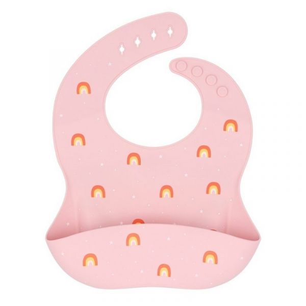 Babete de Silicone – Arco-íris Rosa