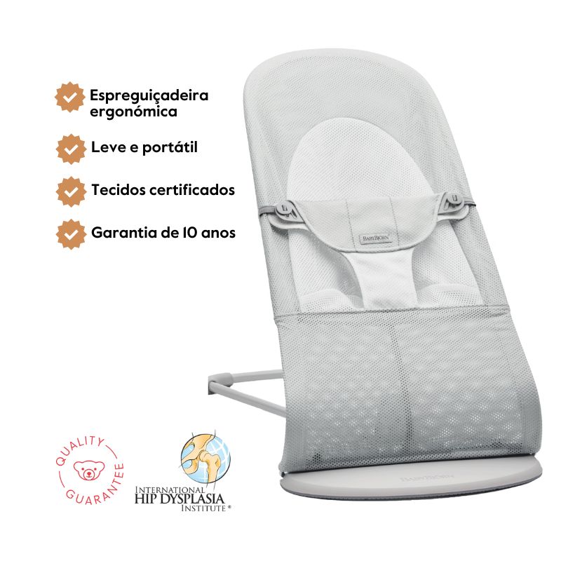 BabyBjorn Espreguiçadeira Balance Soft Mesh – Prata/Branco