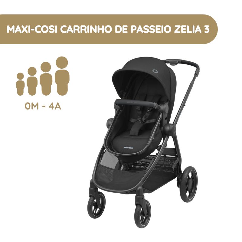 Maxi-Cosi Carrinho de Bebé Zelia 3 – Essential Black