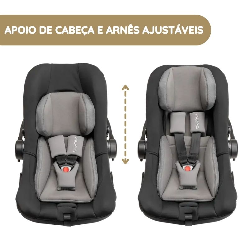 Nuna Cadeira Auto Pipa Next apoio de cabeça e arnês ajustáveis