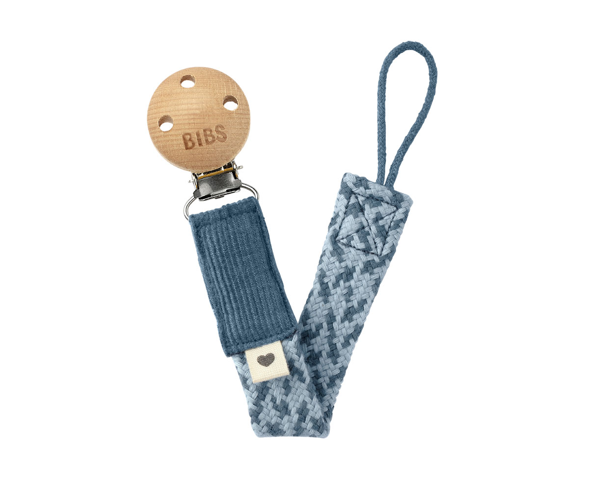 BIBS – Porta Chupetas Trançado – Petrol/Baby Blue