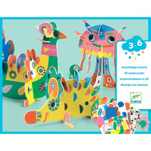 Djeco – 3 Animais em 3D – Kit para Construir