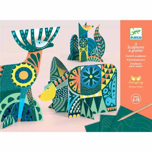 Djeco – Animais Populares – Cartões p/ Raspar e Montar