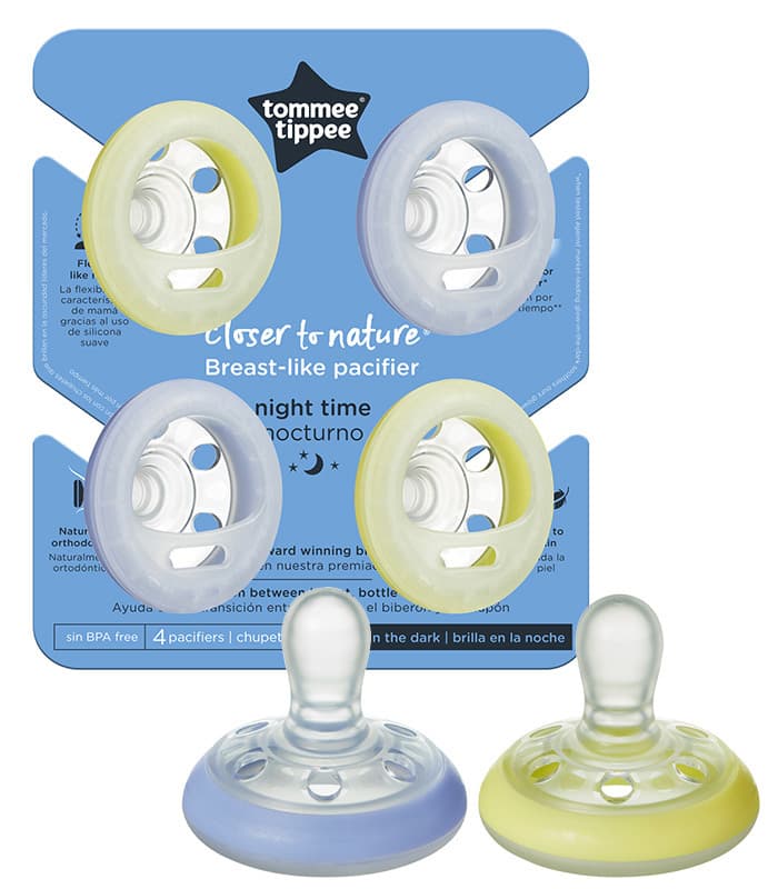 Tommee Tippee 4 Chupetas Forma de Peito 6-18 – Night Time Menino