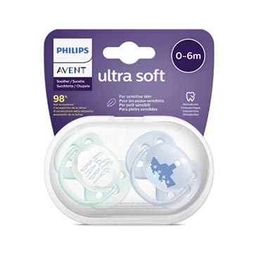 Philips Avent – 2 Chupetas – Ultra Soft Deco 0-6M – Menino