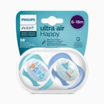 Philips Avent - 2 Chupetas - Ultra Air - Happy - 6-18 M - Menino