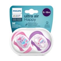 Philips Avent - 2 Chupetas - Ultra Air - Happy - 6-18 M - Menina
