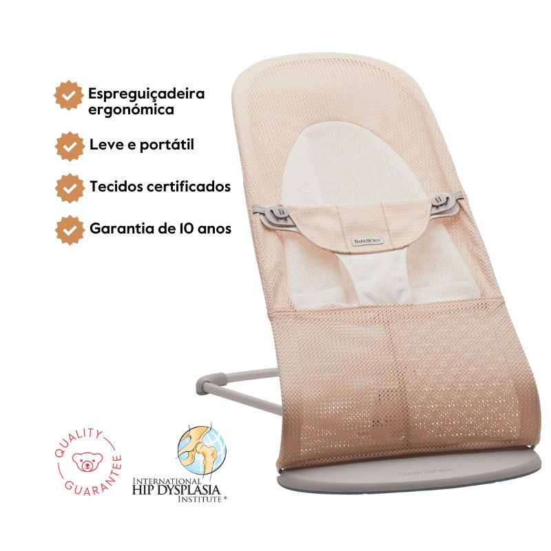 BabyBjorn Espreguiçadeira Balance Soft Mesh – Rosa Perla/Branco