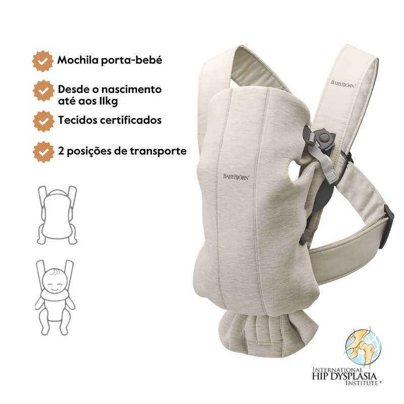 BabyBjorn Mochila Porta Bebé Mini 3D Jersey – Beige Claro