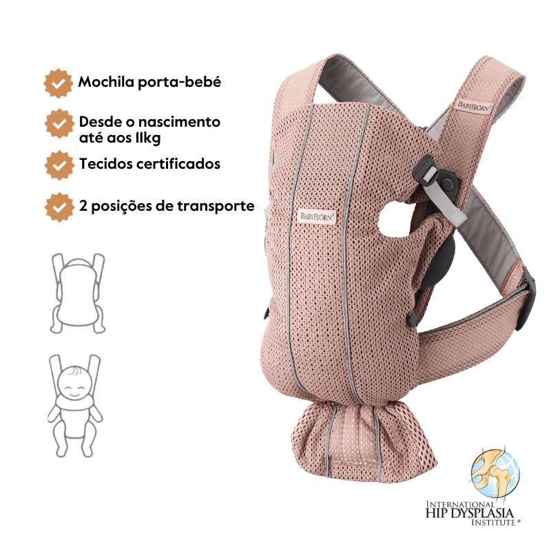BabyBjorn Mochila Porta Bebé Mini Mesh – Rosa palo