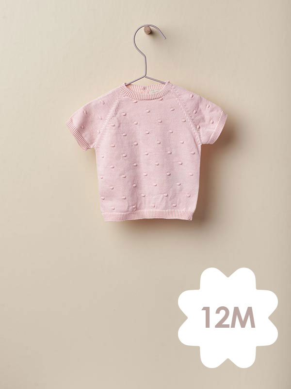 Wedoble Camisola de Manga Curta Tricotada Rosa – 12M