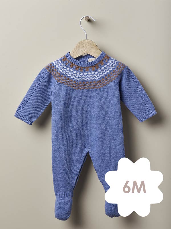 Wedoble babygrow jaquard Azul médio – 6M