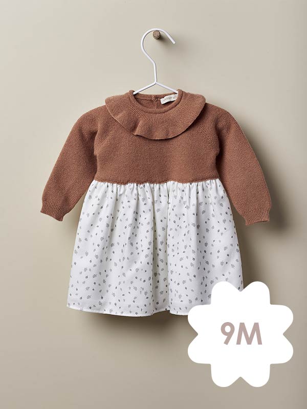 Wedoble vestido m+t folhas Castanho médio – 9M