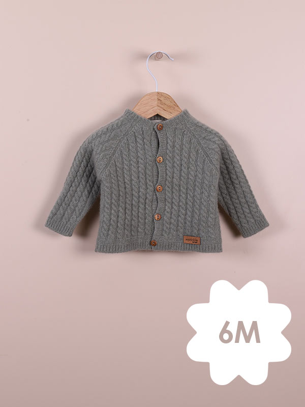 Wedoble casaco trança Verde seco – 6M