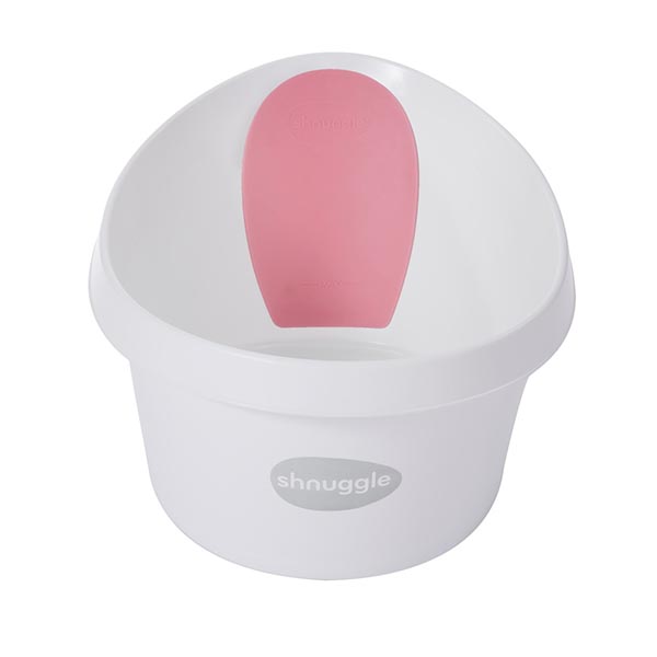 Shnuggle Banheira XL – Branca c/ encosto Rosa Francês