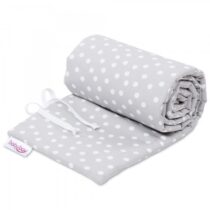 Babybay Protetor de Grades Piqué para Maxi, Boxspring, Comfort e Comfort Plus - cinza c/ pontos brancos