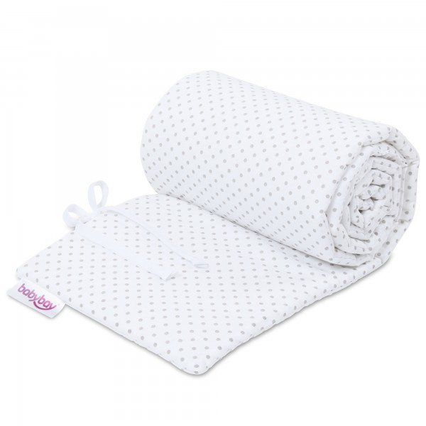 Babybay Protetor de Grades Piqué para Maxi, Boxspring, Comfort e Comfort Plus – branco c/ pontos cinza claro