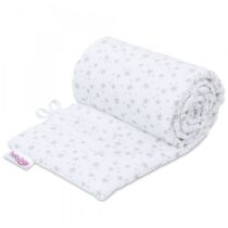 Babybay Protetor de Grades Piqué para Maxi, Boxspring, Comfort e Comfort Plus - branco c/ estrelas cinza claro