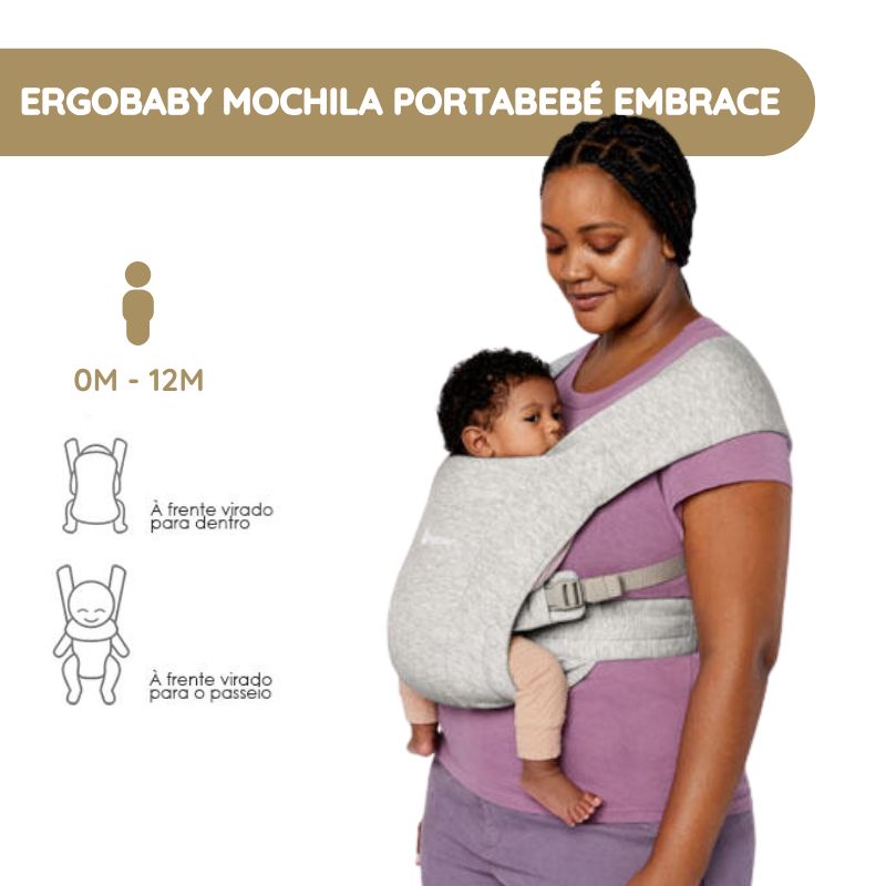 Ergobaby Mochila Portabebé Embrace – Cinza Claro