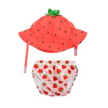 ZooCchini - Conjunto de Banho Chapéu e Cueca 3-6 meses - Morango