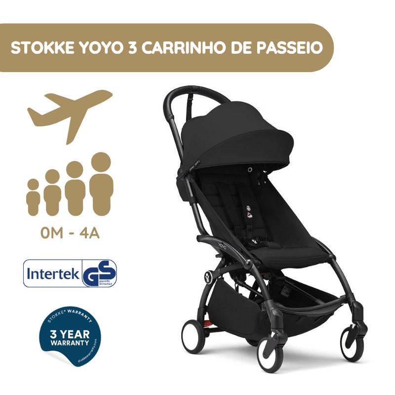 Stokke YOYO 3 Carrinho de Bebé – Black + Color Pack – Black