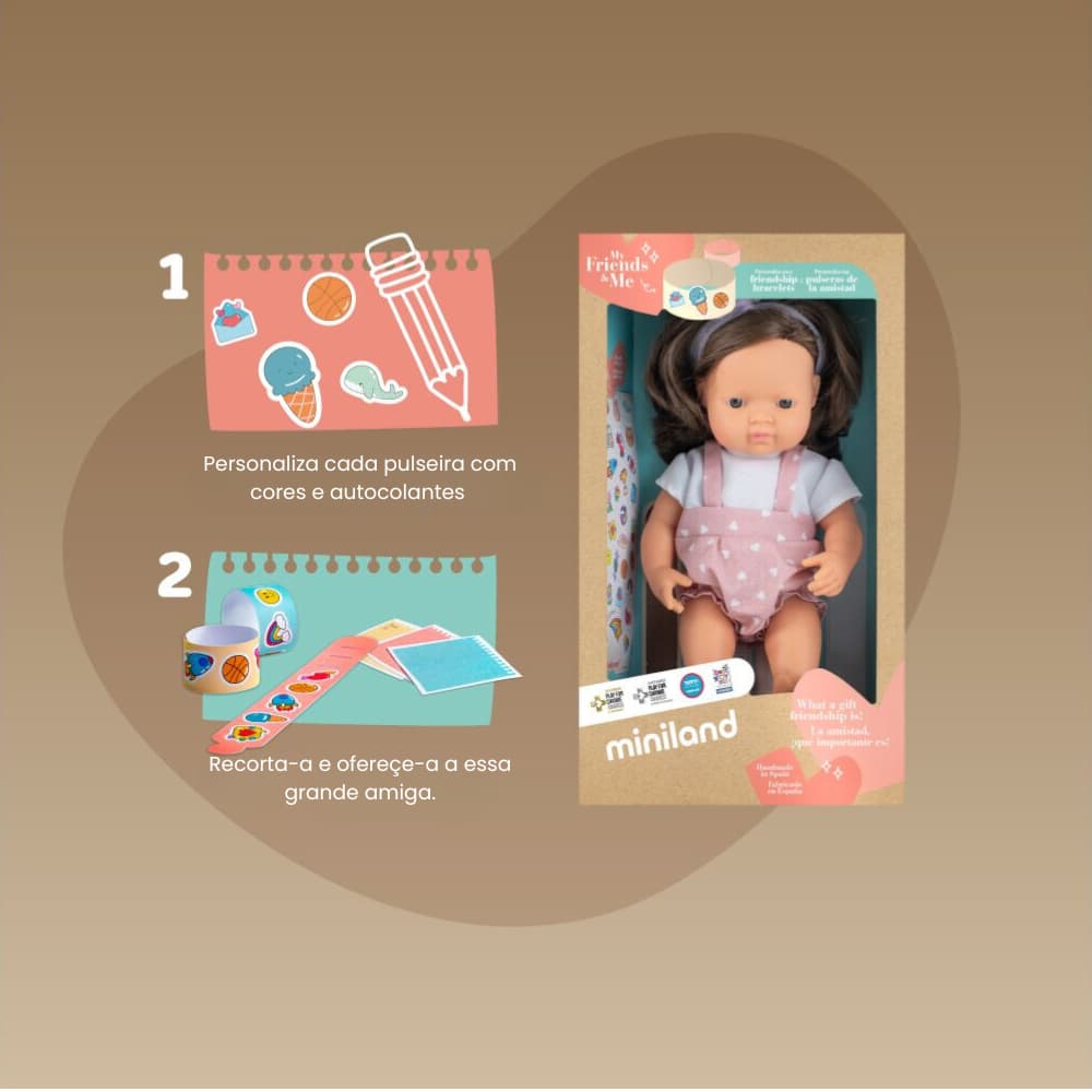 Boneca de Cabelo Castanho Caucasiano 38 cm My Friends & Me da Miniland – Dos 10 meses aos 6 anos_5