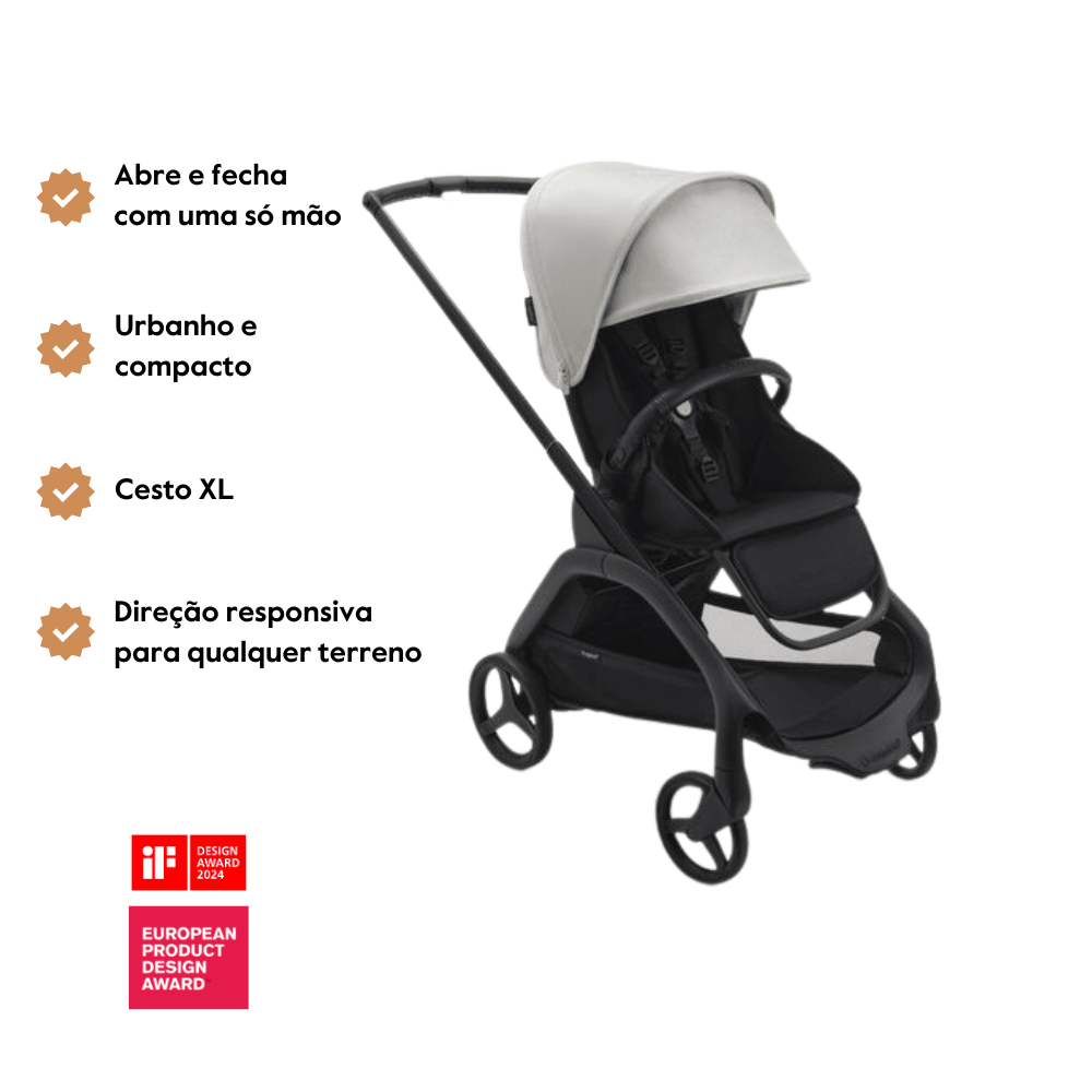 Carrinho de Bebé Dragonfly Completo da Bugaboo – Black/Misty White