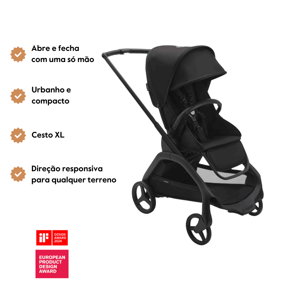 Carrinho de Bebé Dragonfly Completo da Bugaboo – Black/Midnight Black
