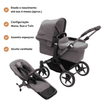 Carrinho de Passeio Donkey 5 Mono Completo da Bugaboo – Cresce com a família – GraphiteGris Melange