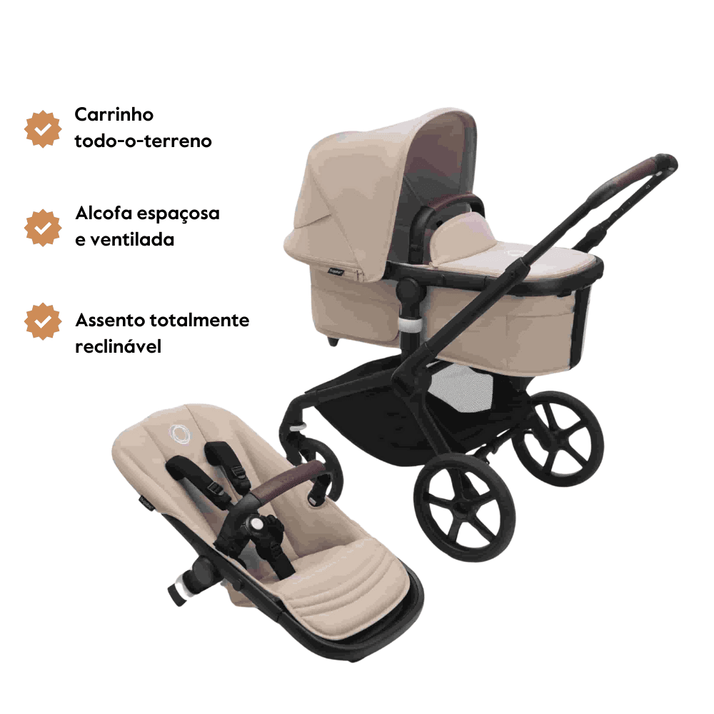 Carrinho de Bebé Fox 5 Completo da Bugaboo – Black/Desert Taupe