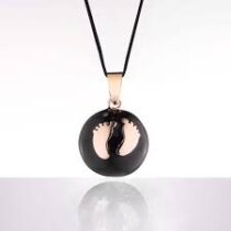 Cache Coeur Bola de Grossesse "Chamador de Anjos" - Baby Feet Rose gold/Black enamel