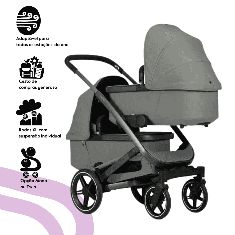 Joolz Geo3 Carrinho de Bebé (Twin) – Para gémeos ou dois bebés dos 0 aos 4 anos – Sage green