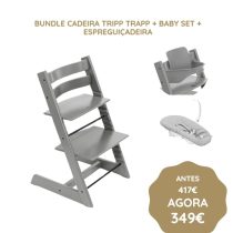 Stokke Bundle Cadeira Tripp Trapp + Baby Set + Espreguiçadeira - Storm Grey