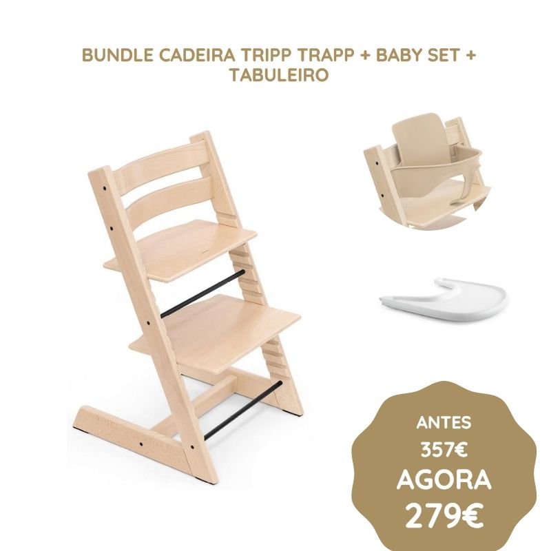 Stokke Bundle Cadeira Tripp Trapp + Baby Set + Tabuleiro – Natural