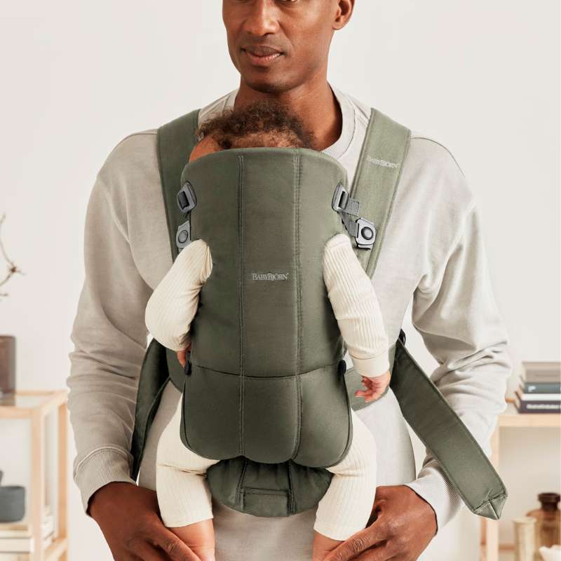 BabyBjorn Mochila Porta Bebé Mini Woven – Verde Oscuro (2)