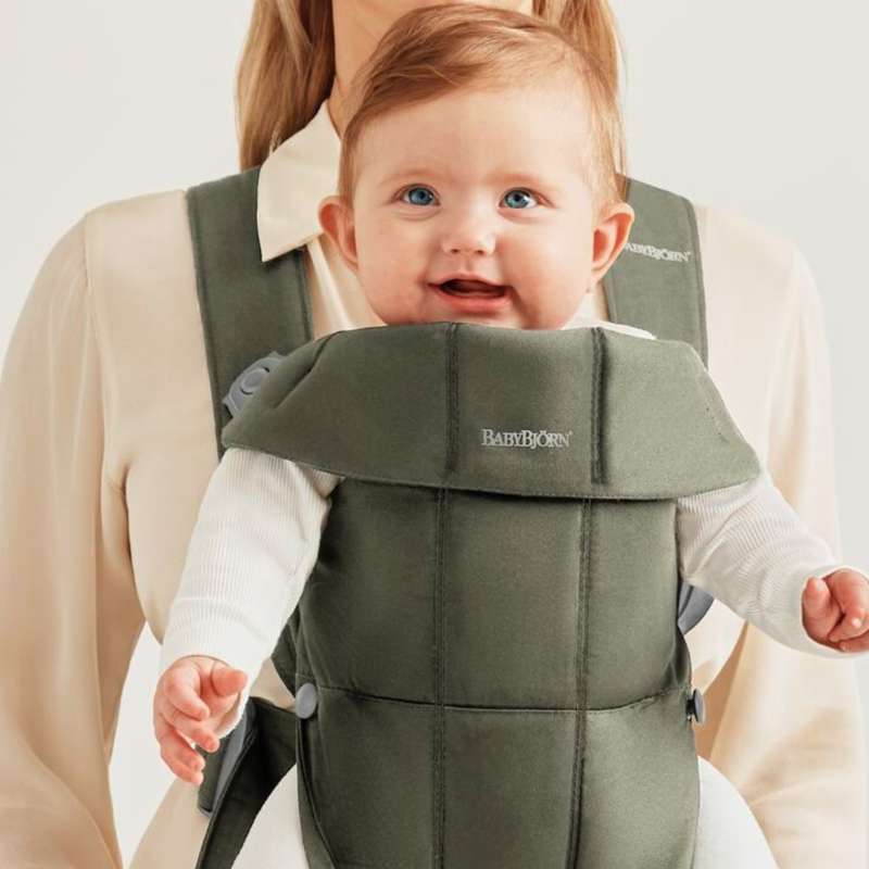 BabyBjorn Mochila Porta Bebé Mini Woven – Verde Oscuro (3)
