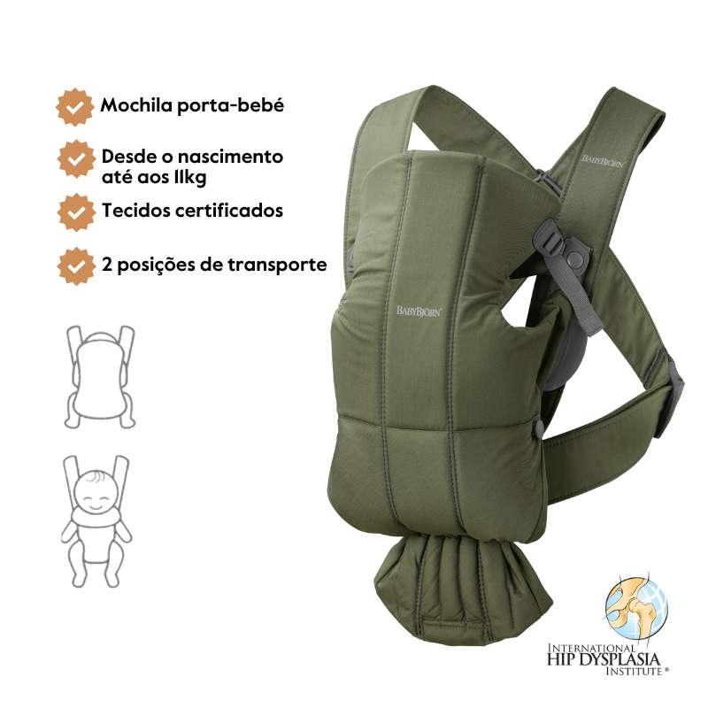 BabyBjorn Mochila Porta Bebé Mini Woven – Verde Oscuro