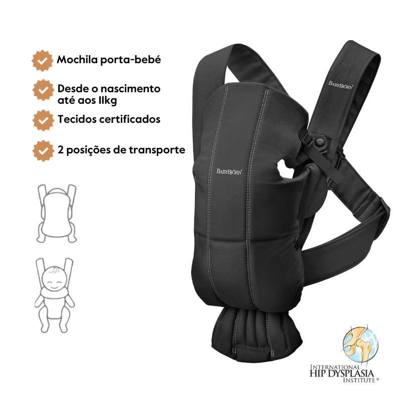 BabyBjorn Mochila Porta Bebé Mini Woven – Negro
