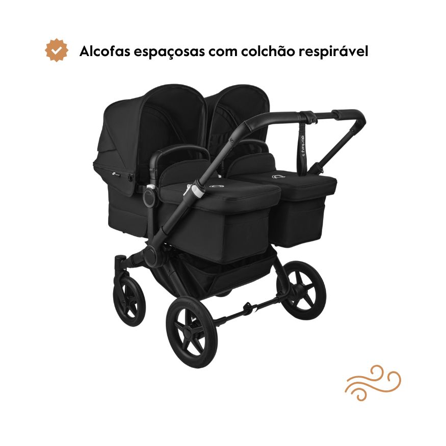 Carrinho de Passeio para Gémeos Bugaboo Donkey 5 Twin colchão alcofa respiravel