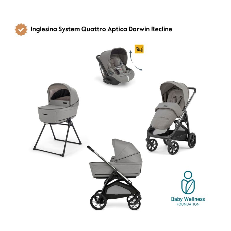 Carrinho de Bebé Inglesina System Quattro Aptica Darwin Recline – Platinum Grey