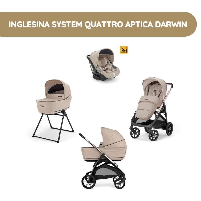 Carrinho de Bebé Inglesina System Quattro Aptica Darwin – Pashmina Beige