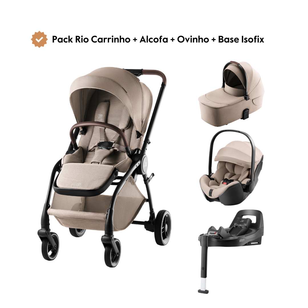 Pack Rio Carrinho + Alcofa + Ovinho Baby-Safe Pro + Base Isofix Vario 5Z da Britax Romer – Style teak