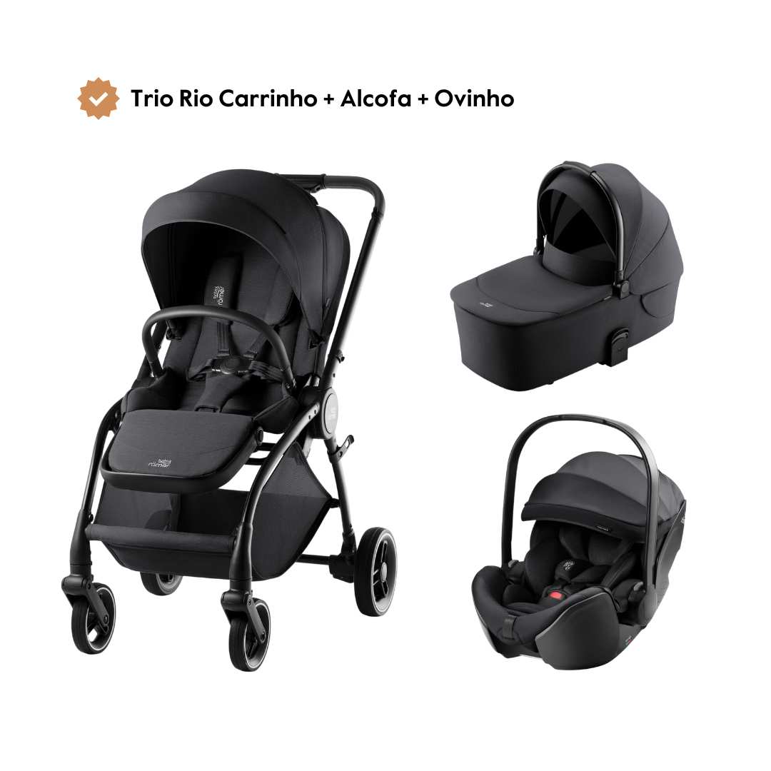 Trio Rio Carrinho de Bebé + Alcofa + Ovinho Baby-Safe Pro da Britax Römer – Style Carbon Black