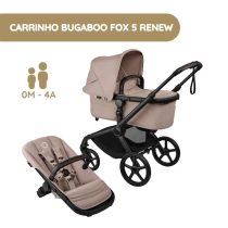 Carrinho Bugaboo Fox 5 Renew - Negro/Desert Taupe Melange