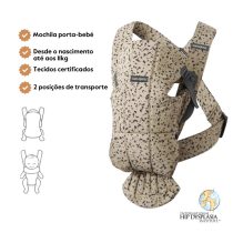 BabyBjorn Mochila Porta Bebé Mini Woven - Beige/Gris Oscuro
