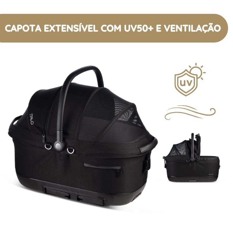 Tavo Maeve ISO6X Transportadora para Animais de Estimação com Isofix para Automóvel e Passeio Capota extensível com UV50+ e ventilação