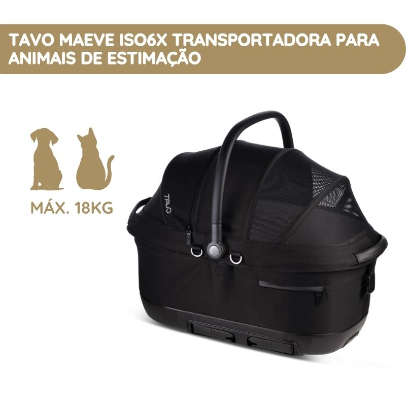 Tavo Maeve ISO6X Transportadora para Animais de Estimação com Isofix para Automóvel e Passeio – Onyx
