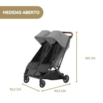 UPPAbaby Minu Duo Carrinho de Gémeos medidas aberto