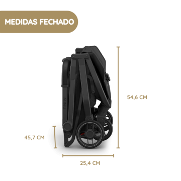 UPPAbaby Minu V3 Carrinho de Bebé medidas fechado