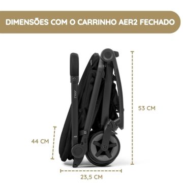 Joolz Ninho Aer2 dimensões com o carrinho aer2 fechado